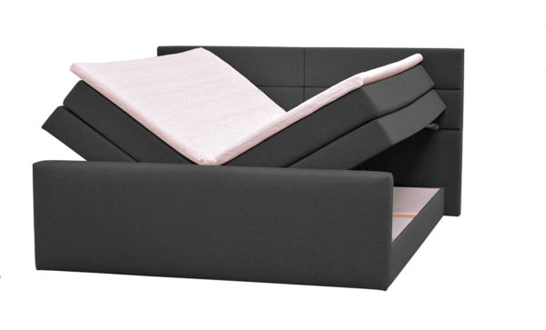 łóżko szare z szufladami na pościel